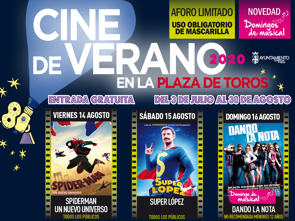 “Spiderman, un nuevo universo”, “Superlópez” y “Dando la nota”, este fin de semana en el Cine de Verano de Torrejón 