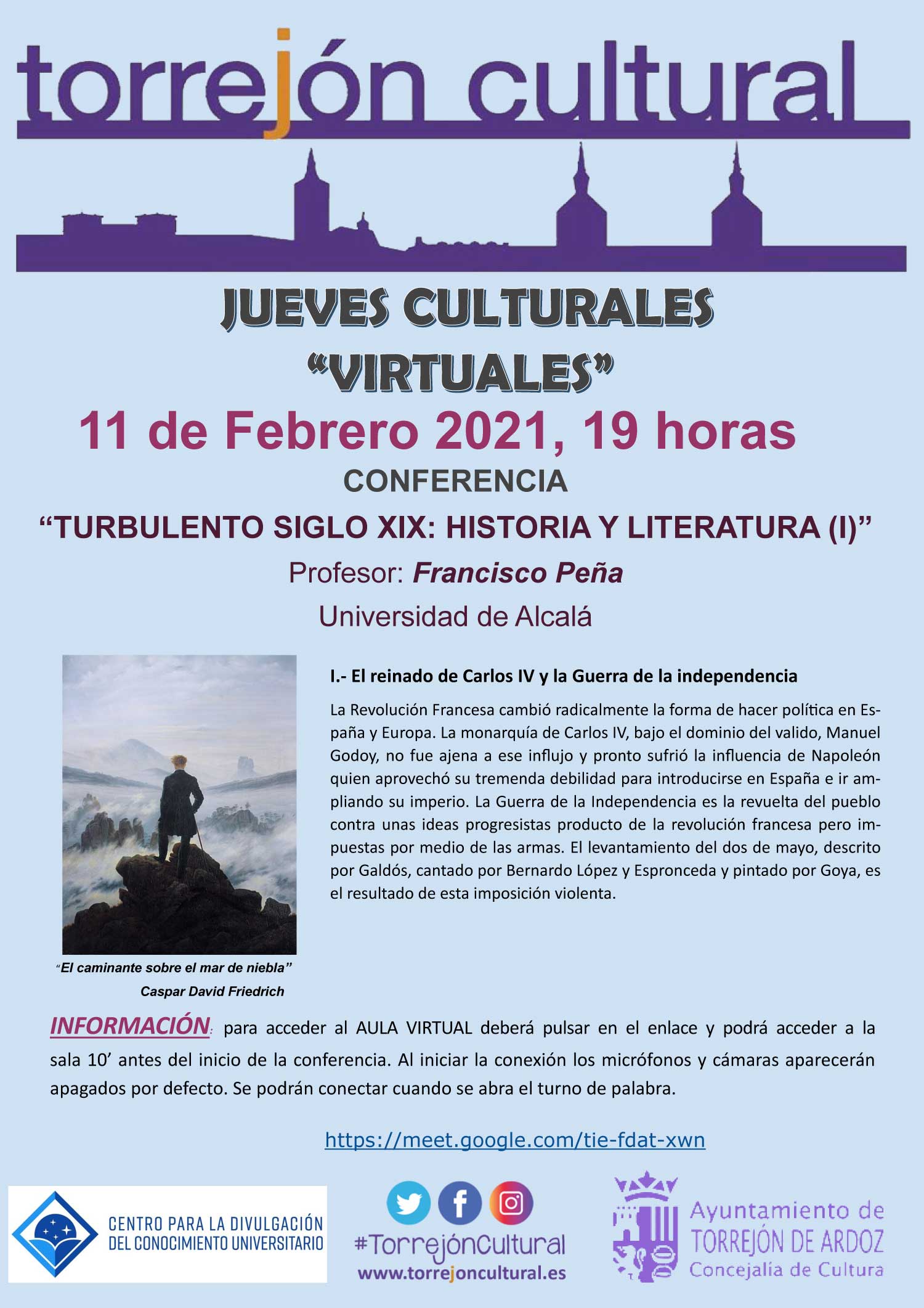 JUEVES CULTURAL VIRTUALES: “Turbulento siglo XIX: Historia y Literatura(I)”