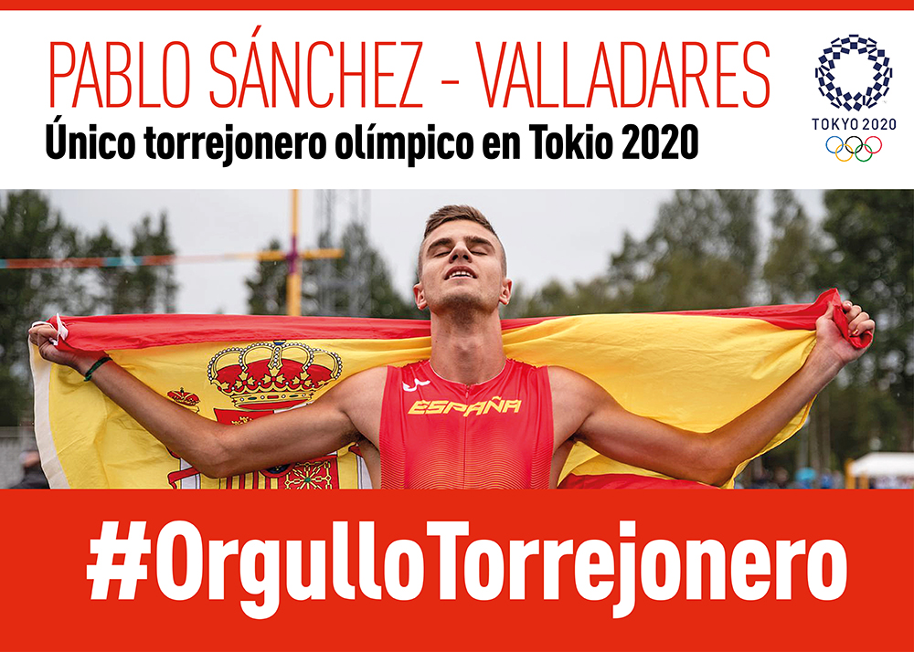 El alcalde de Torrejón de Ardoz, Ignacio Vázquez, recibe al atleta, Pablo Sánchez-Valladares, único torrejonero que estará en los Juegos Olímpicos de Tokio 2020 