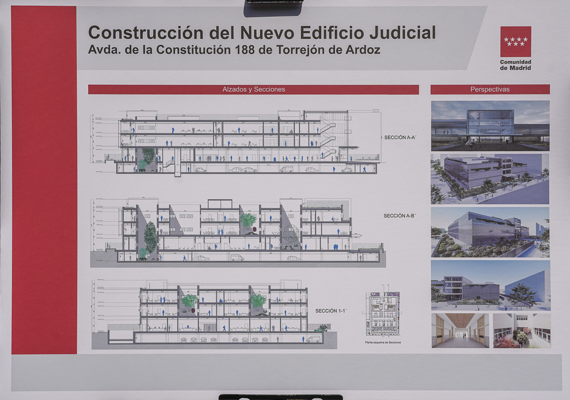 Avanzan a buen ritmo las obras del Palacio de Justicia de Torrejón de Ardoz que está construyendo la Comunidad de Madrid en la parcela cedida por el Ayuntamiento