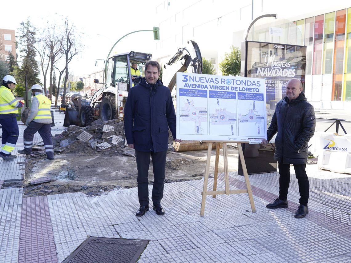 Se inician las obras para la construcción de 3 rotondas en la avenida Virgen de Loreto en los cruces con calle Virgen de la Paz, calle Londres y calle Viñas