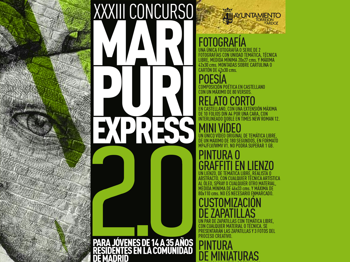 Mañana, 1 de febrero, se abre el plazo de inscripción del XXXIII Concurso Mari Puri Express 2.0 para jóvenes de 14 a 35 años de la Comunidad de Madrid 