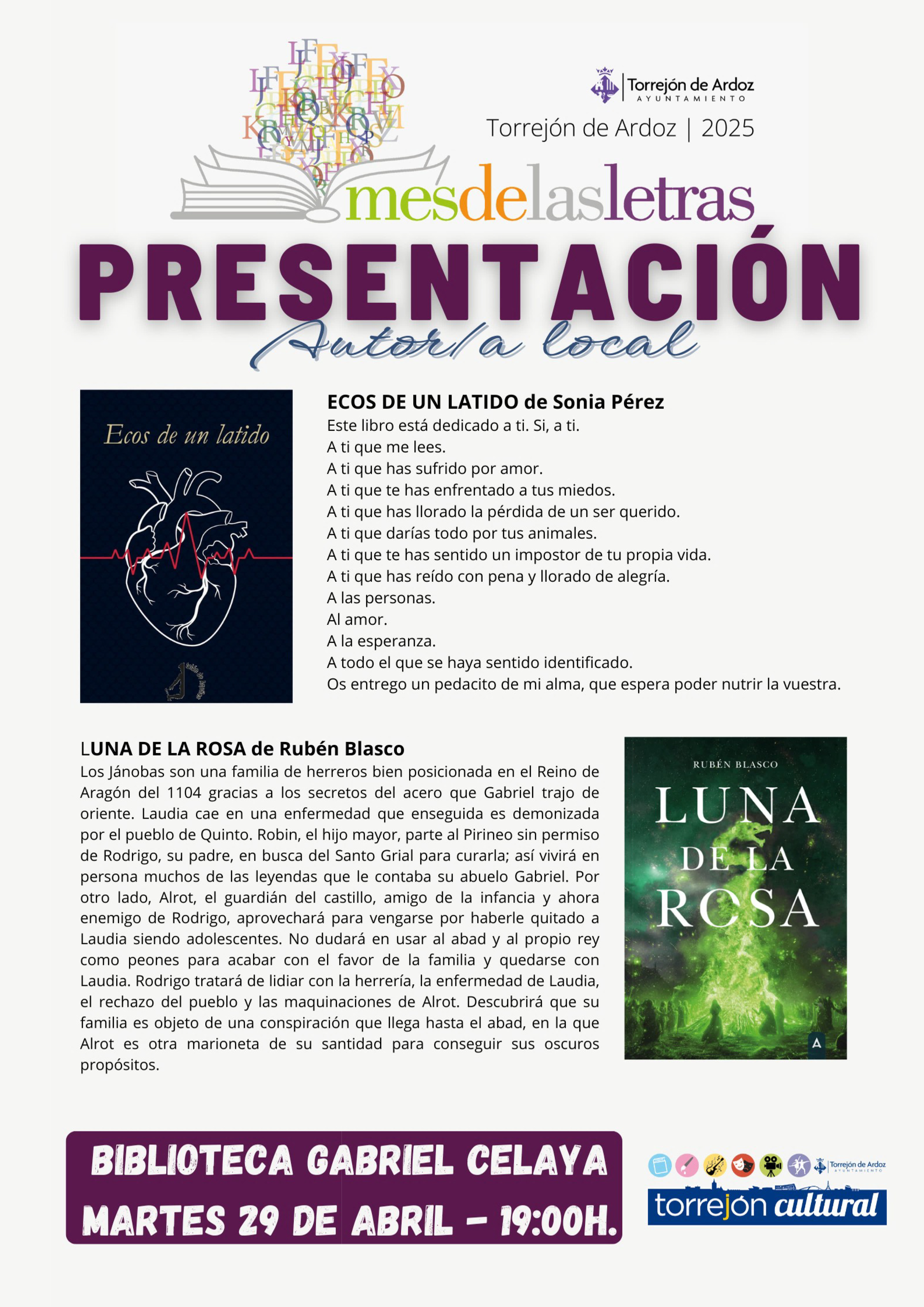 Presentación libros autores locales: Sonia Pérez y Rubén Blasco