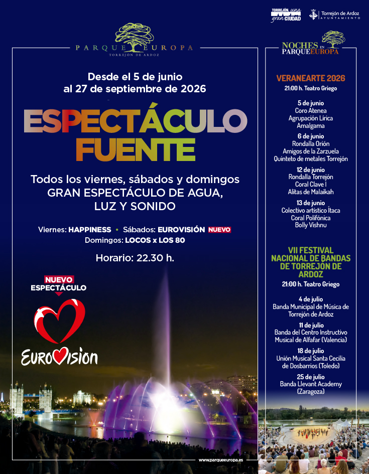 Espectáculo Fuente Parque Europa 2026