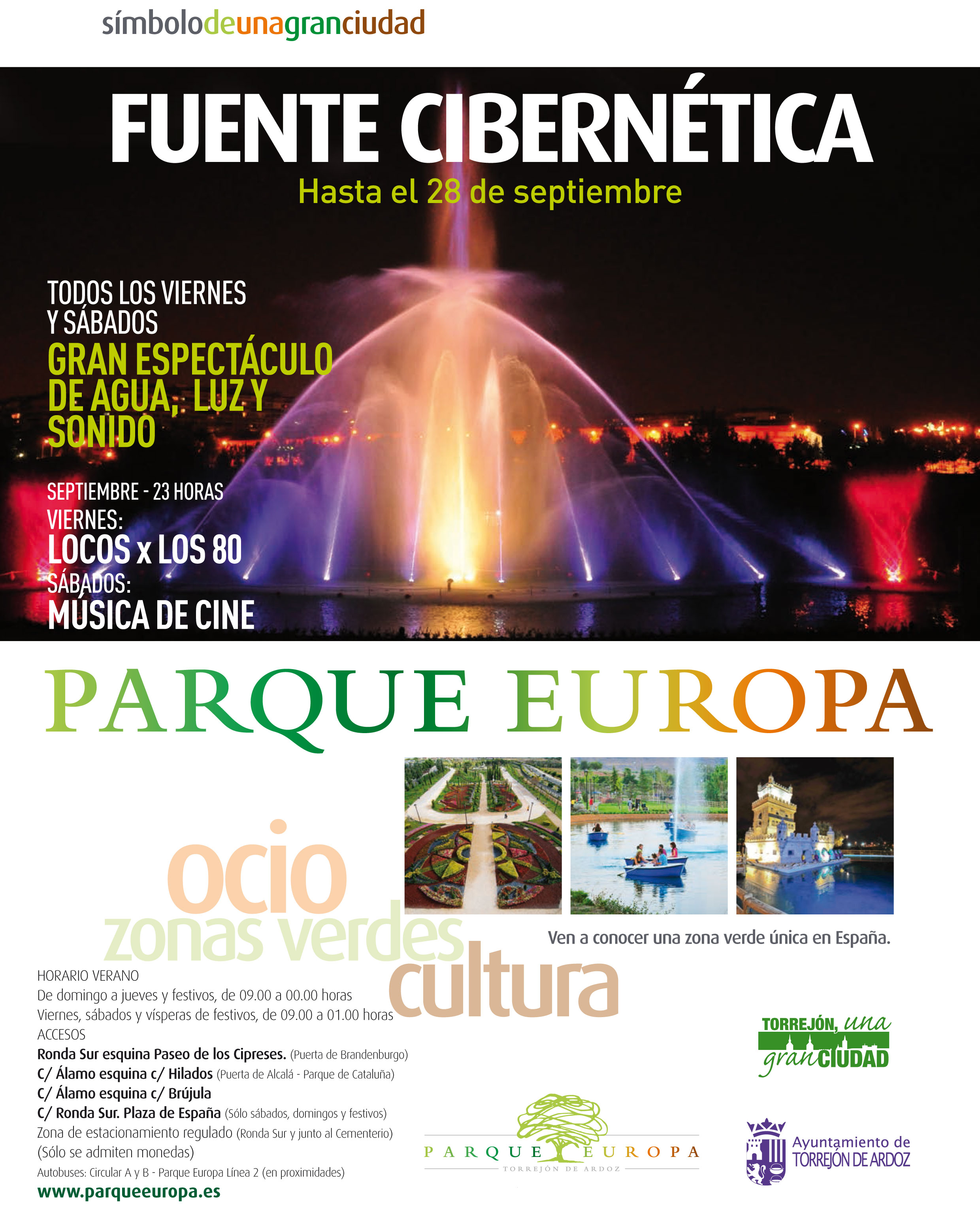 Horario Fuente Cibernética Parque Europa