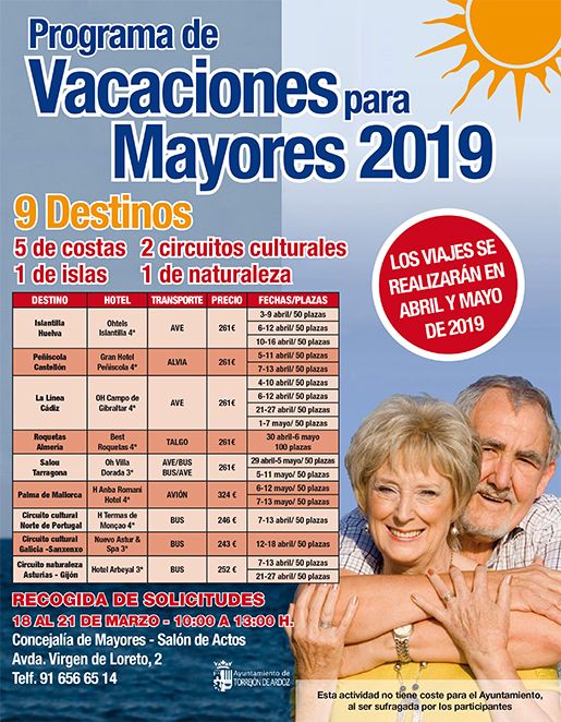 cartel vacaciones mayores 2019