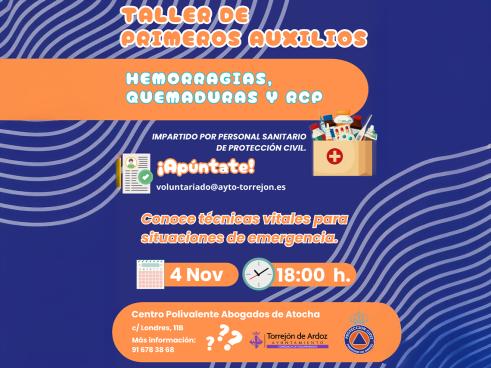 El Ayuntamiento de Torrejón de Ardoz organiza un taller gratuito de primeros auxilios impartido por personal sanitario de Protección Civil para todos los vecinos de la ciudad