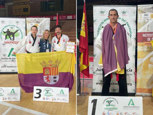 De izquierda a derecha los medallistas, Jesús Rodríguez, Manuel Cobos y Marcos Parra