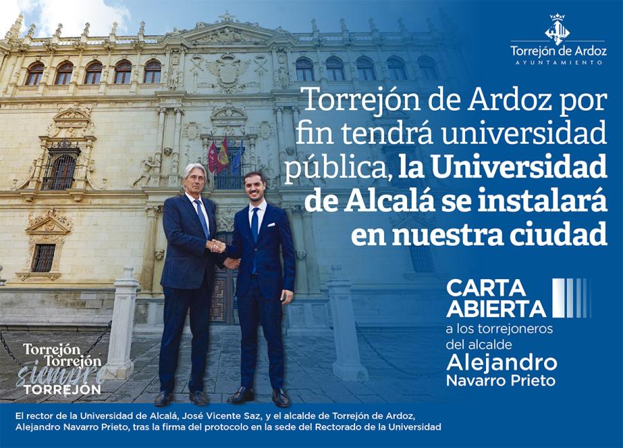 Carta abierta de Alejandro Navarro por la llega de la Universidad de Alcalá a Torrejón de Ardoz