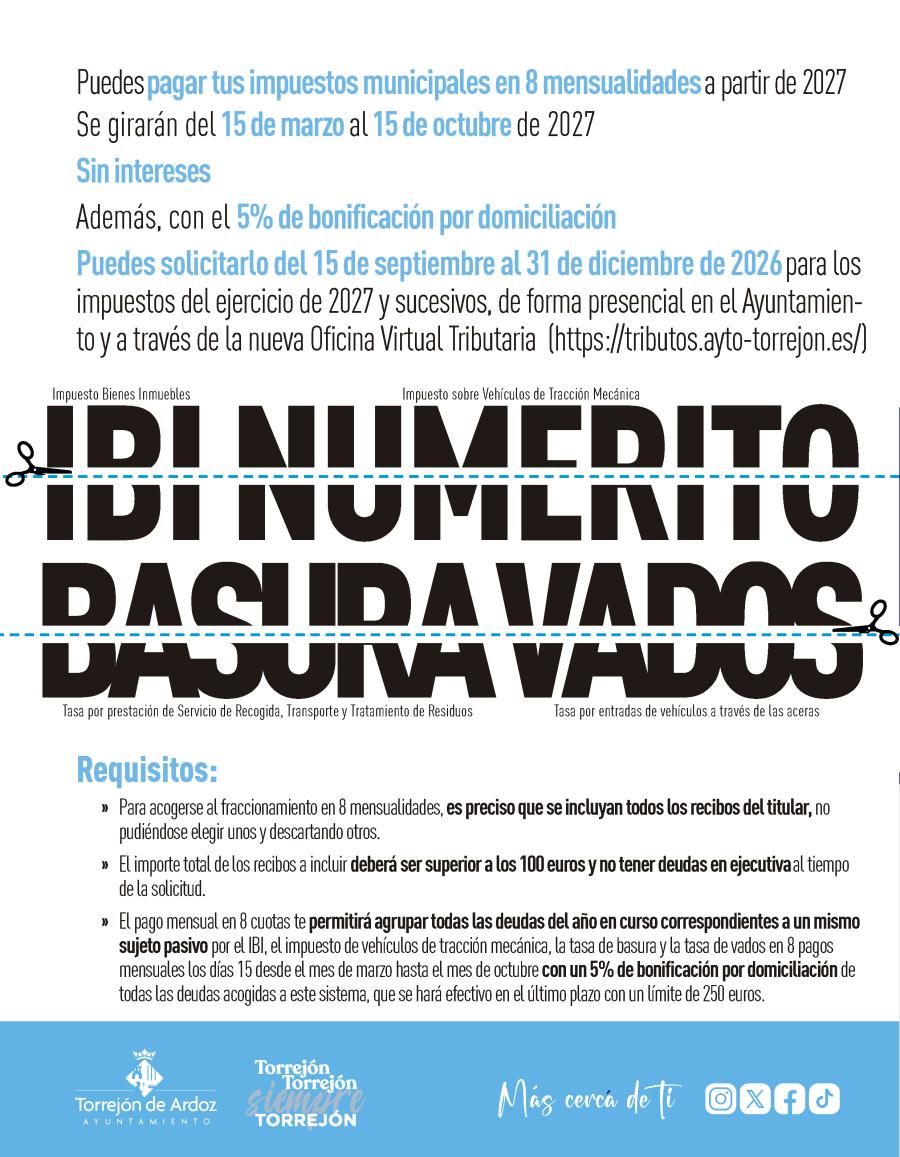 Impuestos en 8 mensualidades