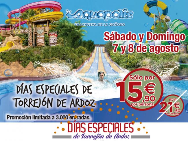 Los Días Especiales de Torrejón de Ardoz de este verano terminan este fin de semana con un descuento en la entrada del Aquopolis a los torrejoneros 