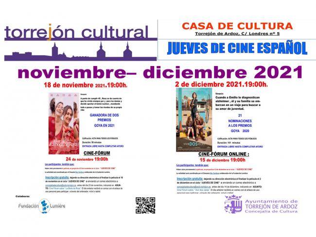 Mañana jueves 18 de noviembre a las 19:00 horas continúa “Jueves de Cine” con la proyección de la película “La boda de Rosa” y un cine fórum online que tendrá lugar el día 24