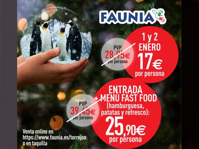 El  nuevo año comienza con descuentos en Faunia el sábado 1 y el domingo 2 de enero gracias a los Días Especiales de Torrejón de Ardoz 