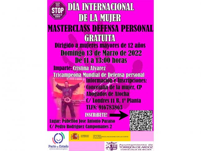 El domingo, día 13, dentro de las actividades con motivo de la Semana de la Mujer, masterclass de defensa personal impartida por la tricampeona del mundo, Cristina Álvarez 