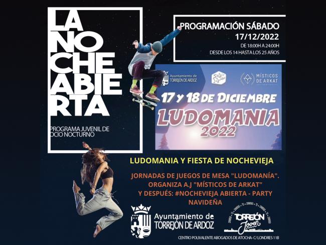 Este sábado, 17 de diciembre, termina la programación de este año de “La Noche Abierta” con una gran fiesta de Nochevieja, además de las jornadas de “Ludomanía” durante todo el fin de semana 