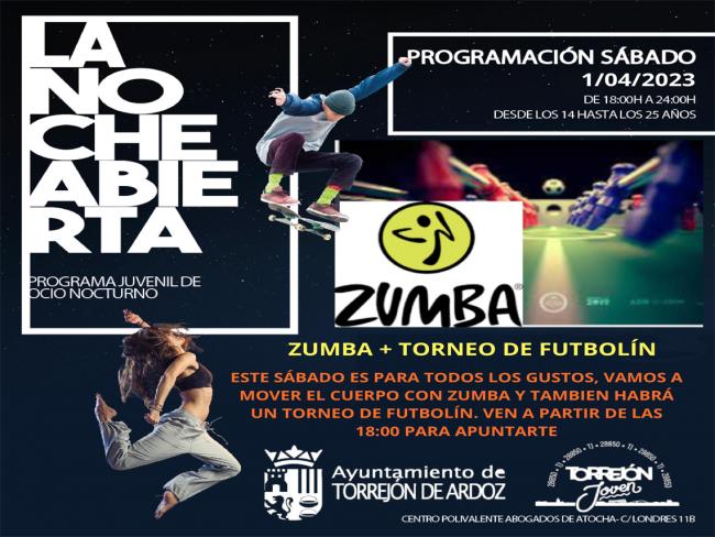 Zumba y un torneo de futbolín protagonizarán “La Noche Abierta” de este sábado, 1 de abril