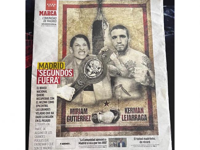 Miriam Gutiérrez, protagonista en la portada del especial del deporte de Madrid del periódico deportivo Marca