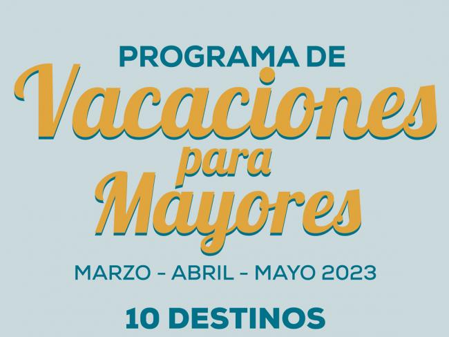 Desde hoy lunes 13 y hasta el 16 de marzo permanecerá abierto el plazo de inscripción para el nuevo programa de Vacaciones de Mayores, que este año incluye 4 destinos de costa, 2 de islas y cuatro circuitos culturales