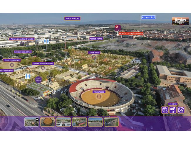 El Visor-Mapa Fiestas Populares Torrejón de Ardoz – 360 Visión Media permitirá a vecinos y visitantes tener una vista completa del recinto que les permita ubicarse y organizar su visita de forma previa a su llegada al Ferial