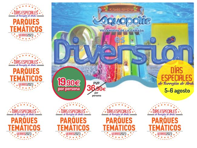 El sábado 5 y el domingo, 6 de agosto, finaliza esta edición de los Días Especiales de Torrejón de Ardoz con grandes descuentos para los torrejoneros en el Aquopolis