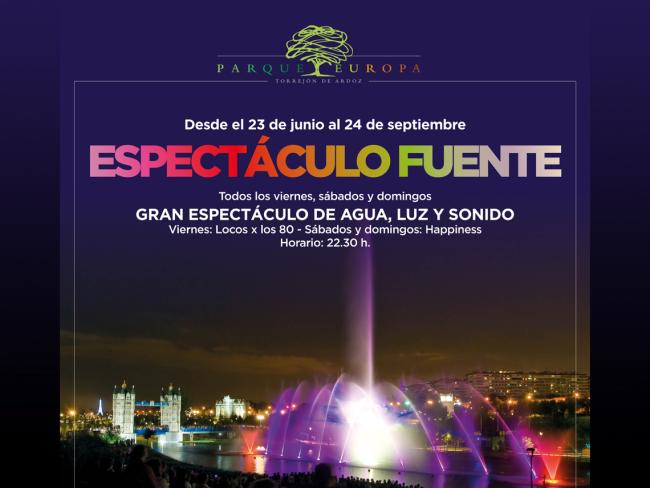 Mañana viernes 18, el sábado 19 y el domingo, 20 de agosto, a las 22:30 horas, continúa la nueva temporada del Espectáculo Fuente del Parque Europa 