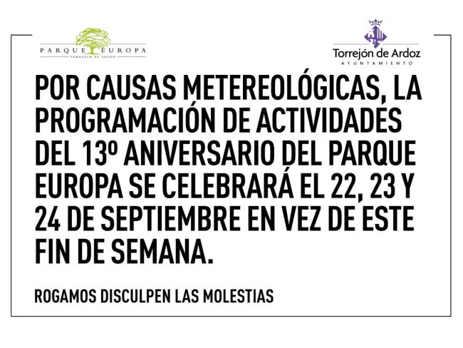 Suspendido el 13º aniversario del Parque Europa