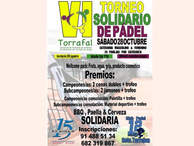 La Asociación de Familiares de Enfermos de Alzheimer de Torrejón de Ardoz (Torrafal) organiza un torneo solidario de pádel 