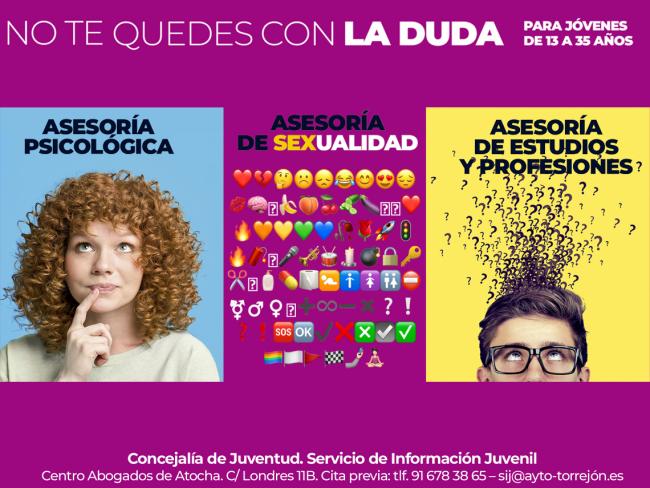 La Concejalía de Juventud del Ayuntamiento de Torrejón de Ardoz cuenta con diversas asesorías para jóvenes