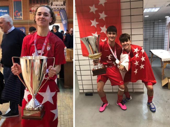 David Fernández, campeón de España sub-19, venciendo en la final a Murcia, y Antonio Rosa y Diego Bermejo, campeones de España sub-16, venciendo en la final a Castilla-La Mancha