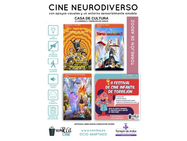 ciclo de #venTEAlcine, un programa municipal de cine adaptado a personas con trastorno del espectro autista (TEA) y sus familias
