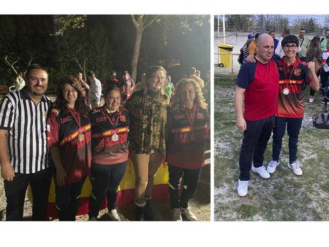  El equipo de tripletas femenino y Aaron Martín-Albo, que participarán en el Campeonato de España de petanca