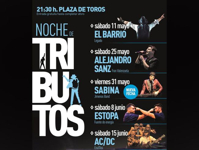 Mañana viernes, 31 de mayo, a las 21:30 horas, continúa “Noche de Tributos” en la Plaza de Toros, donde sonarán los grandes éxitos de Sabina 