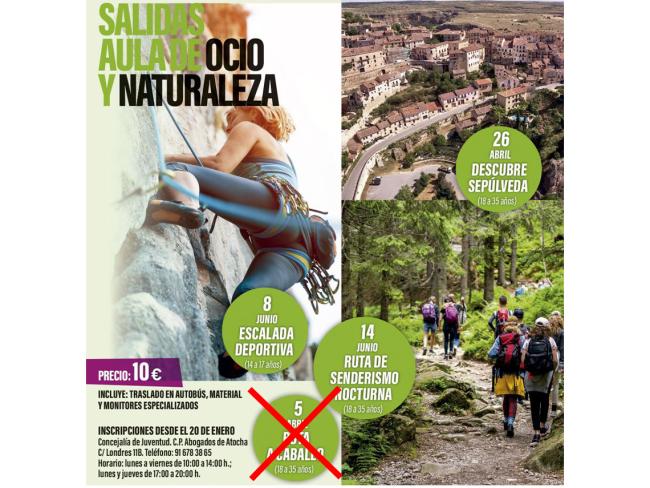 Aún quedan plazas disponibles para las actividades del “Aula de ocio y naturaleza” de la Concejalía de Juventud del Ayuntamiento de Torrejón