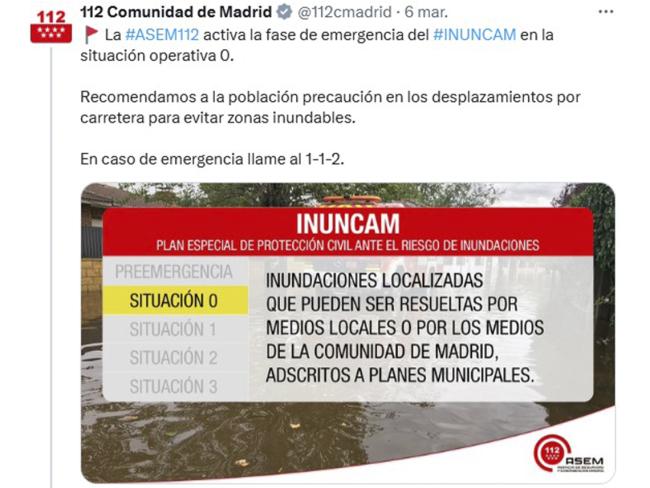 Ante la Alerta por lluvias persistentes en la Comunidad de Madrid, desde el Ayuntamiento de Torrejón de Ardoz se recomienda evitar las zonas próximas a la ribera del Río Henares