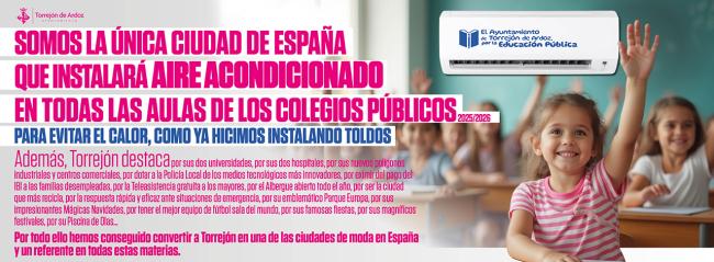 Aire acondicionado en todas las aulas de los colegios públicos