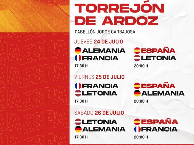 La selección española de baloncesto sub-16 masculina disputará en Torrejón de Ardoz tres partidos amistosos como preparación para el Europeo
