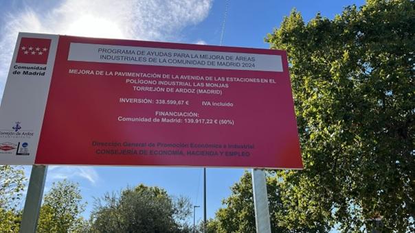 Torrejón de Ardoz finaliza las obras de mejora de la pavimentación de la avenida de las Estaciones en el Polígono Las Monjas