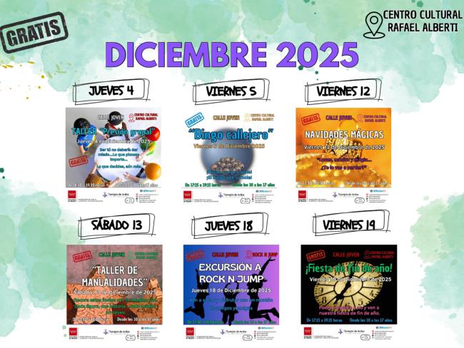 Talleres de apoyo al estudio, actividades deportivas, culturales y artísticas, además de visitas y excursiones, componen la programación del mes de diciembre de “Calle joven” 